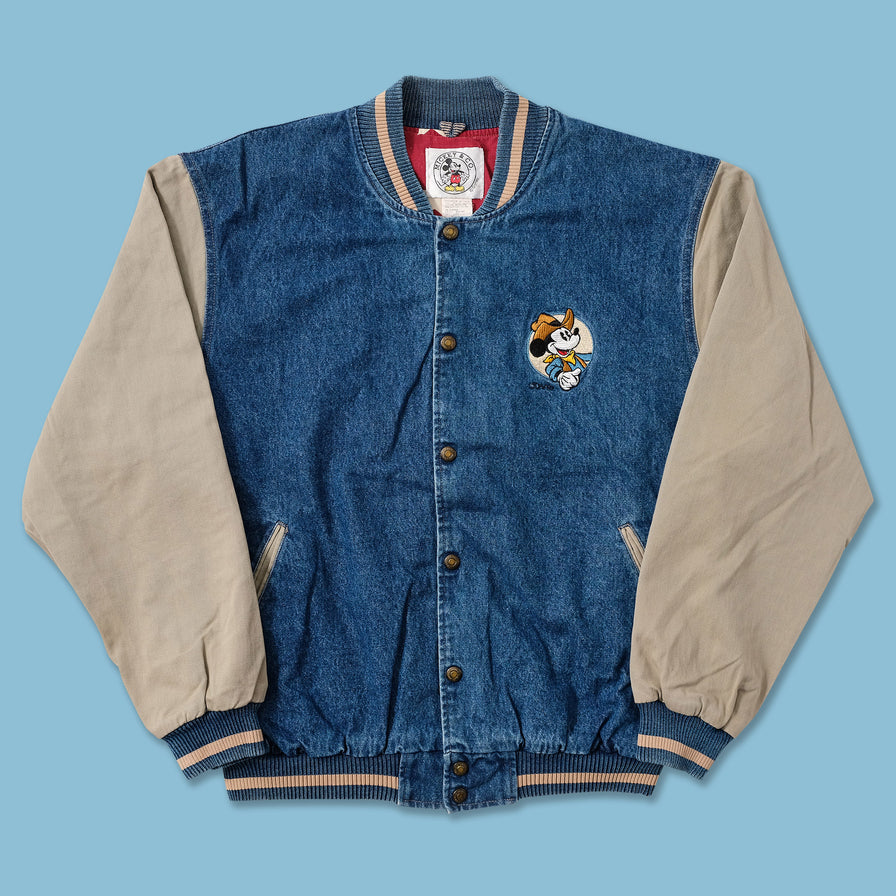 Vintage Mickey Mouse Denim Varsity Jacket Medium 
