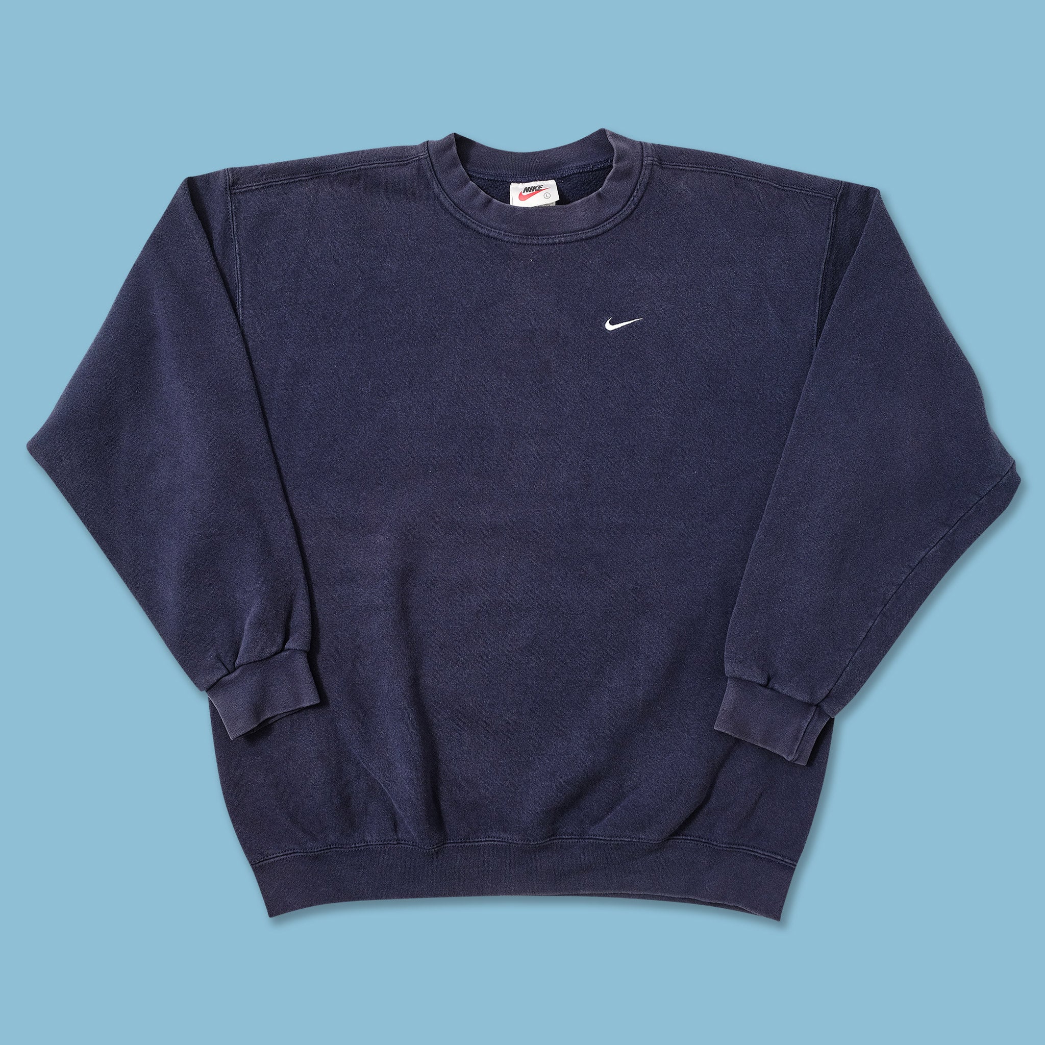 Mini Swoosh Vintage Nike Pullover 90s Vintage Nike Sweatshirt Mens 2XL Embroidered Mini Swoosh Navy Blue Pullover 90s
