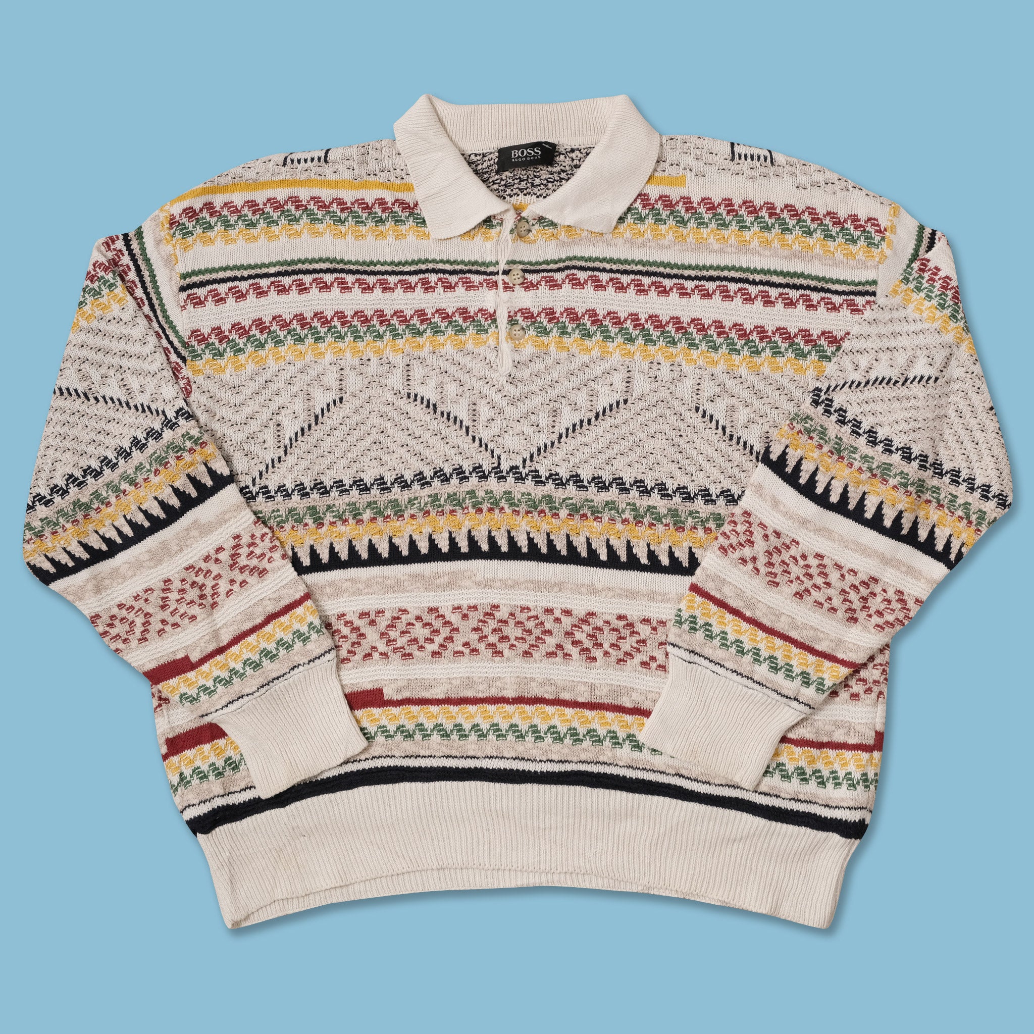 トップス HUGO BOSS ds knit BOSS - Cotton-linen sweater with striped knit - White
