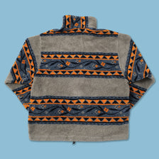Vintage Patterned Fleece Jacket Large 