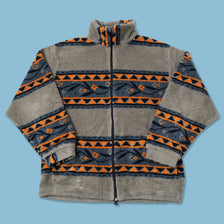 Vintage Patterned Fleece Jacket Large 