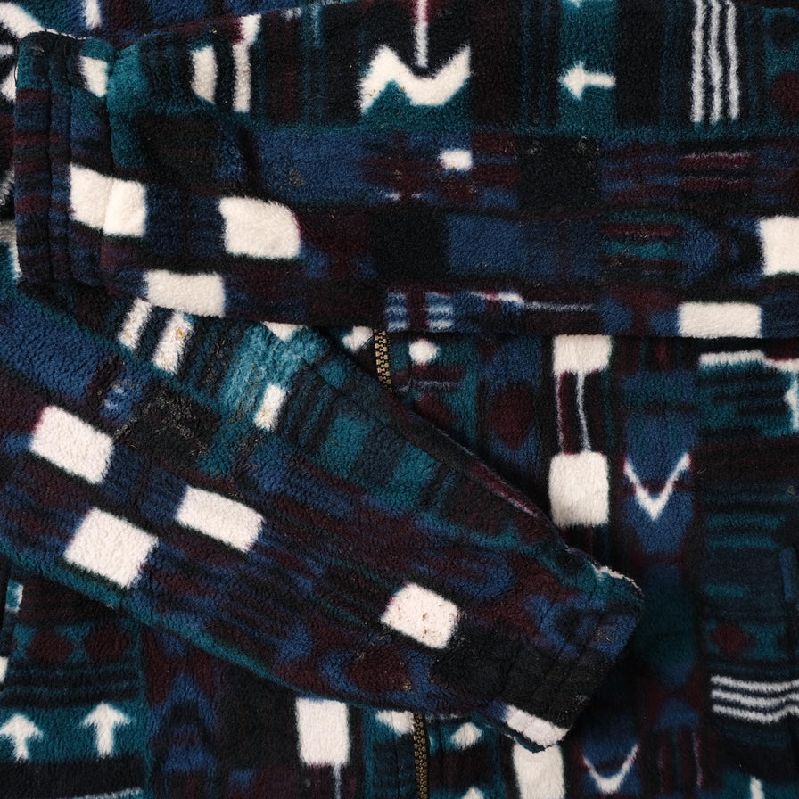 Vintage Patterned Fleece Jacket Medium 