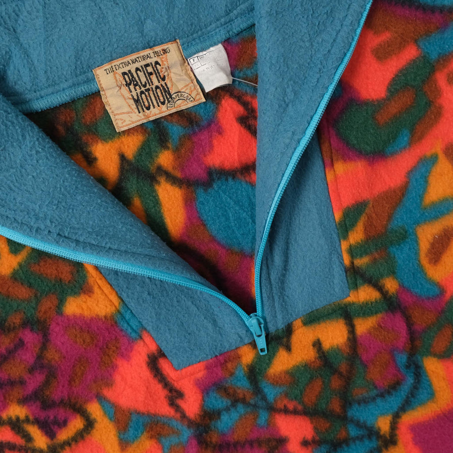 Vintage Patterned Q-Zip Fleece Large 