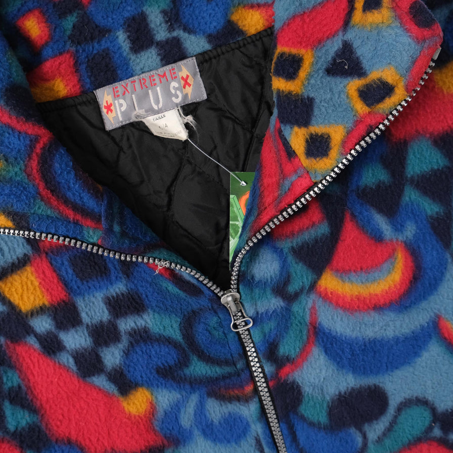 Vintage Patterned Fleece Jacket Large 