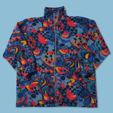 Vintage Patterned Fleece Jacket Large 