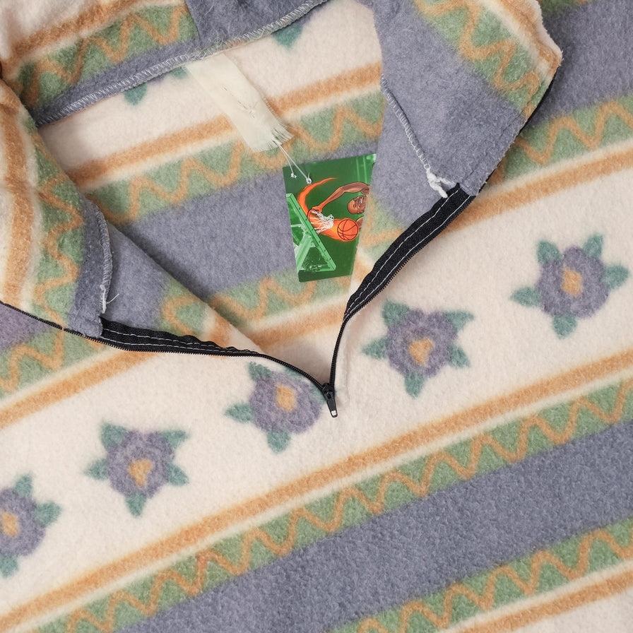 Vintage Patterned Q-Zip Fleece Large 