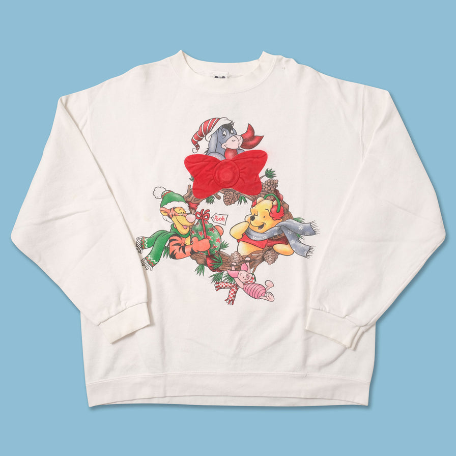 Vintage Pooh Christmas Sweater Large 