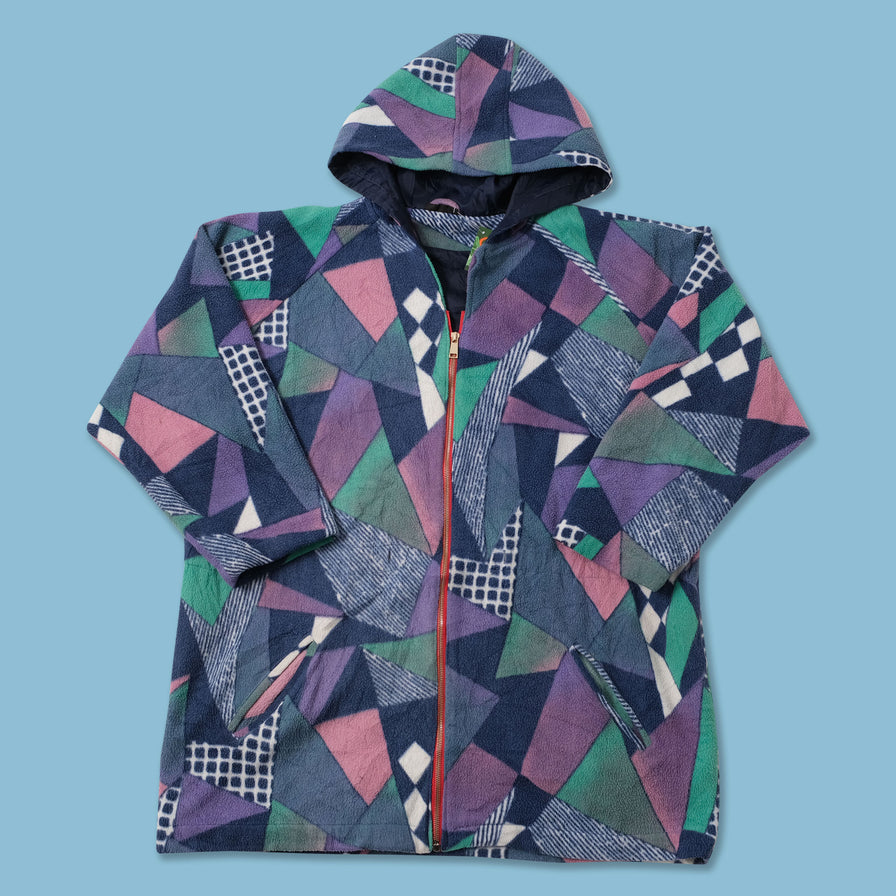 Vintage Patterned Fleece Jacket XLarge 