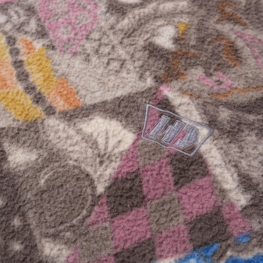 Vintage Patterned Fleece Sweater Small 