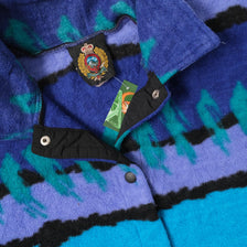 Vintage Patterned Fleece Jacket Medium 