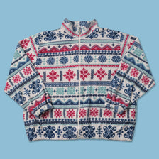 Vintage Patterned Fleece Jacket Medium 