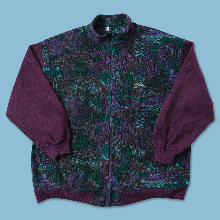 Vintage Patterned Fleece Jacket Medium 
