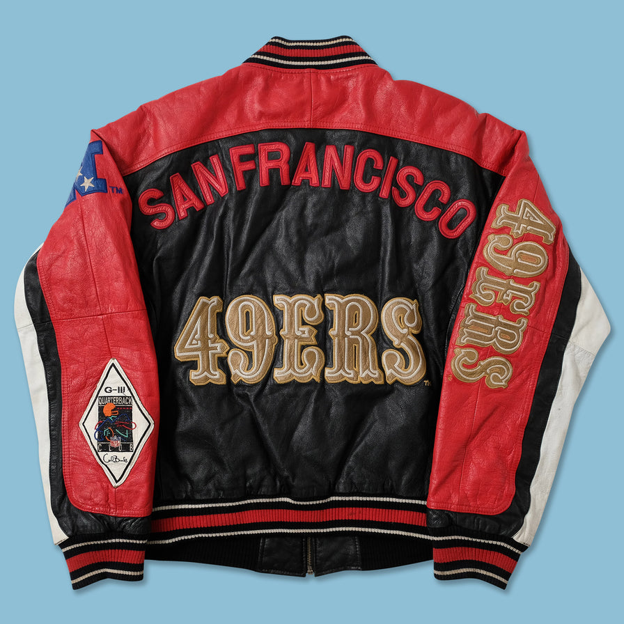 Vintage 90s San Francisco 49ERS Bomber Leather Jacket Large 