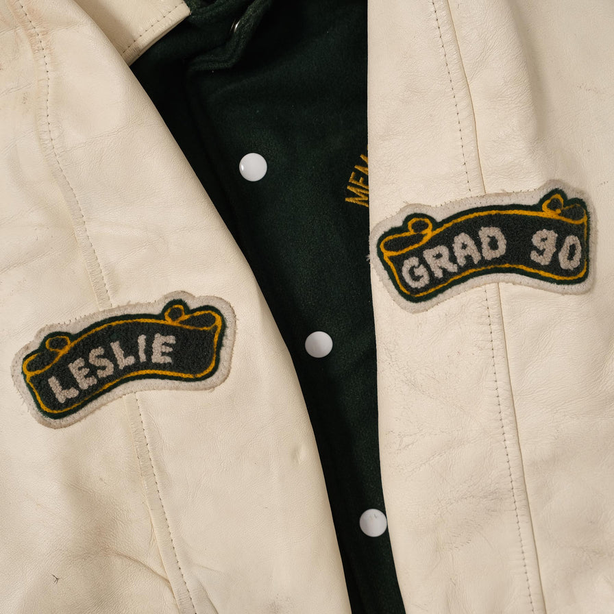 Vintage College Leather Jacket Large 