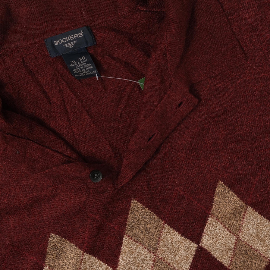 Argyle Collared Knit Sweater XLarge 