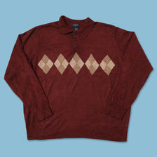 Argyle Collared Knit Sweater XLarge 