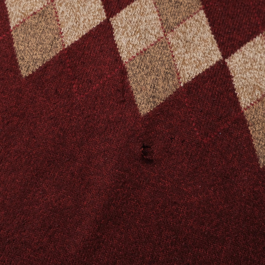 Argyle Collared Knit Sweater XLarge 