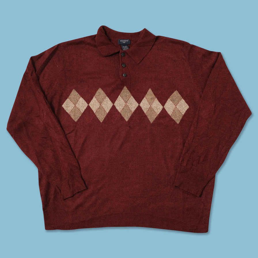 Argyle Collared Knit Sweater XLarge 