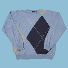 Vintage Argyle Knit Sweater Medium 