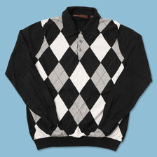 Argyle Collared Knit Sweater Small 