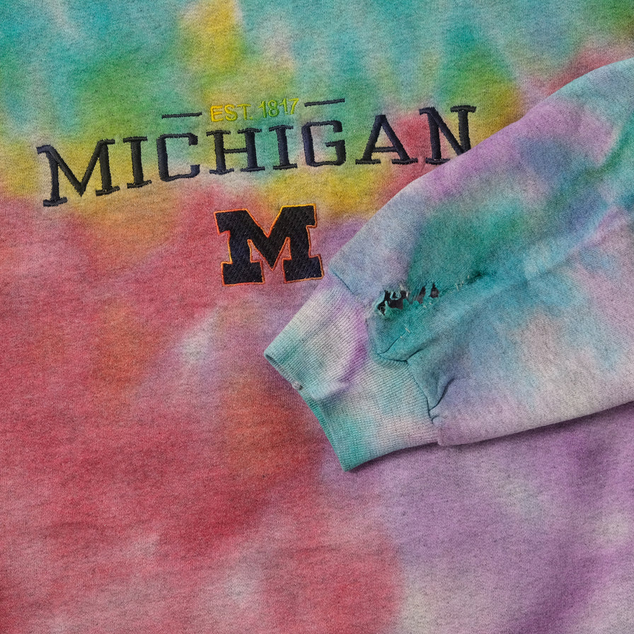 Vintage Michigan Wolverines Tie Dye Sweater Medium 