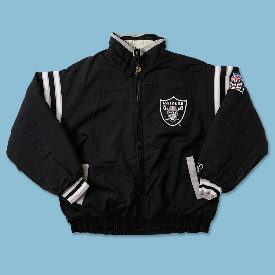 90's pro player raiders ナイロンジャケット XL Vintage OAKLAND RAIDERS Pro Line Puffer Snap Jacket 90s NFL