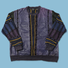 Vintage Saxony Collection Leather Knit Sweater XXLarge 