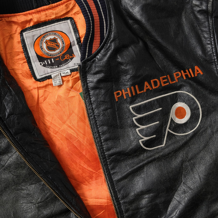 Vintage Philadelphia Flyers Leather College Jacket Medium 