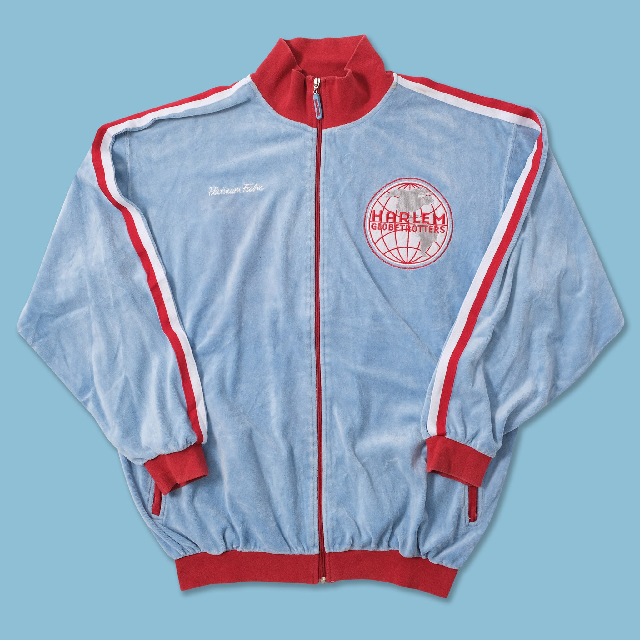 Vintage Harlem Globetrotters Velour Sweat Jacket XLarge | Double