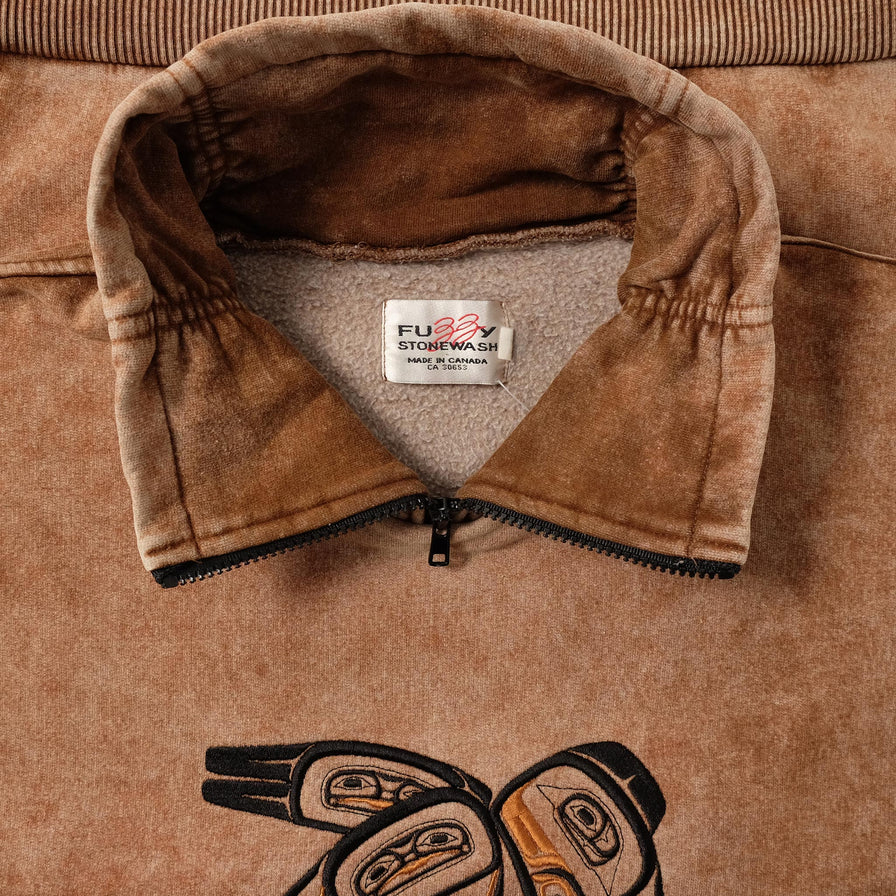 Vintage Animal Q-Zip Sweater Large 