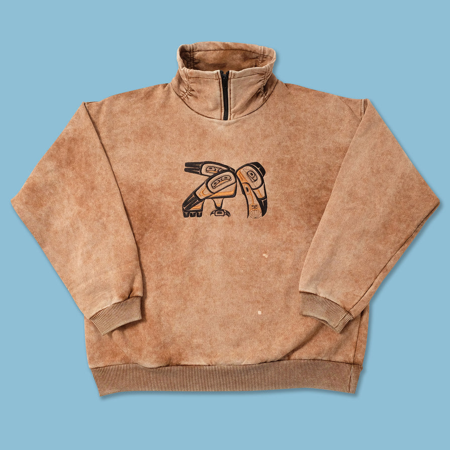 Vintage Animal Q-Zip Sweater Large 