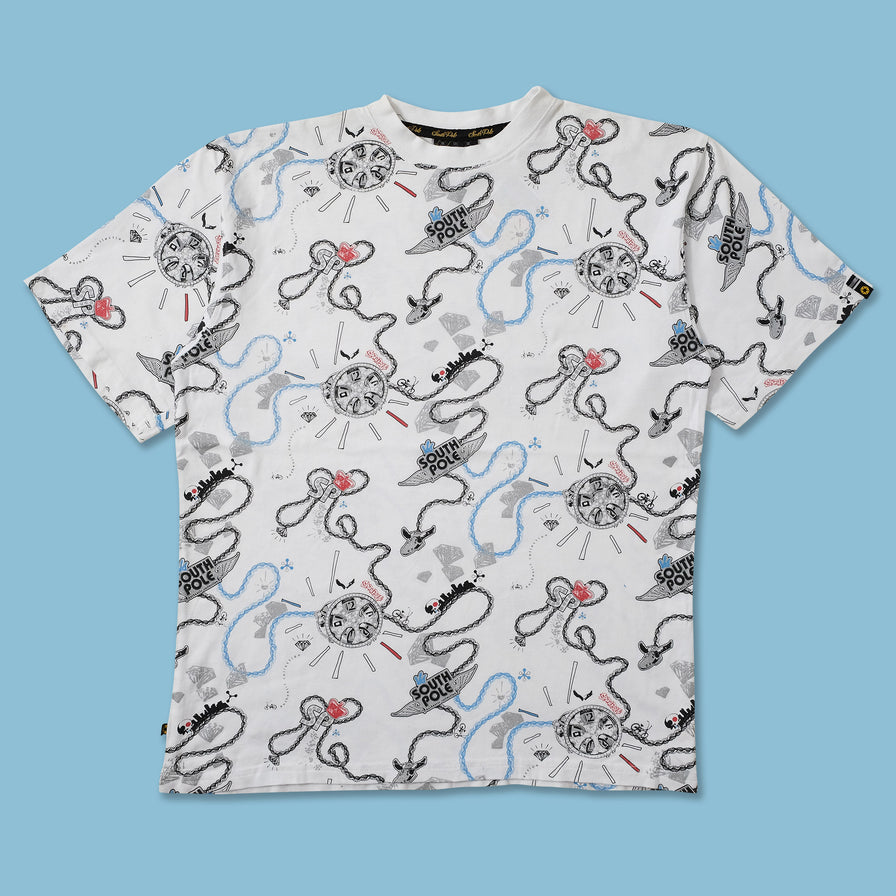 Y2K Southpole All Over Print T-Shirt Large 