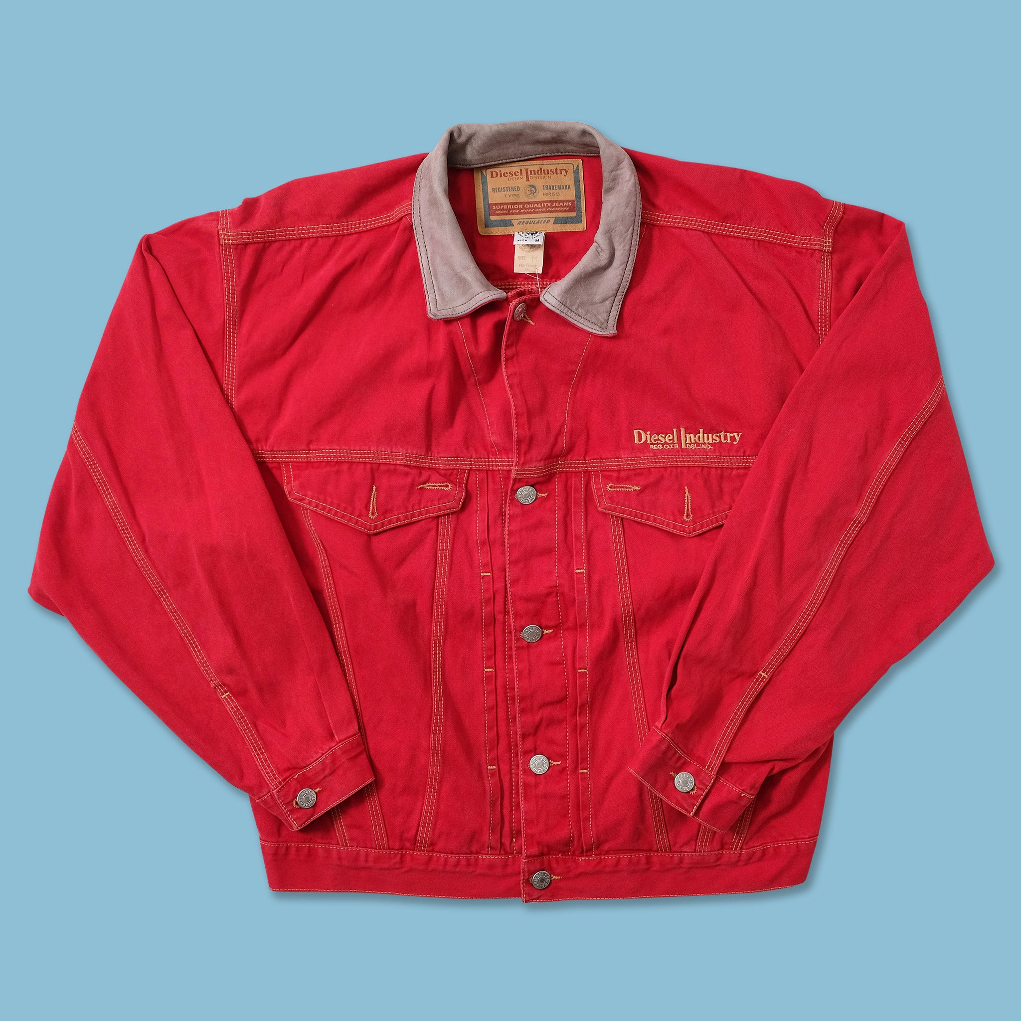 Vintage Diesel Jeans Jacke Rote Jeans Jacke Diesel Denim Jacket XL