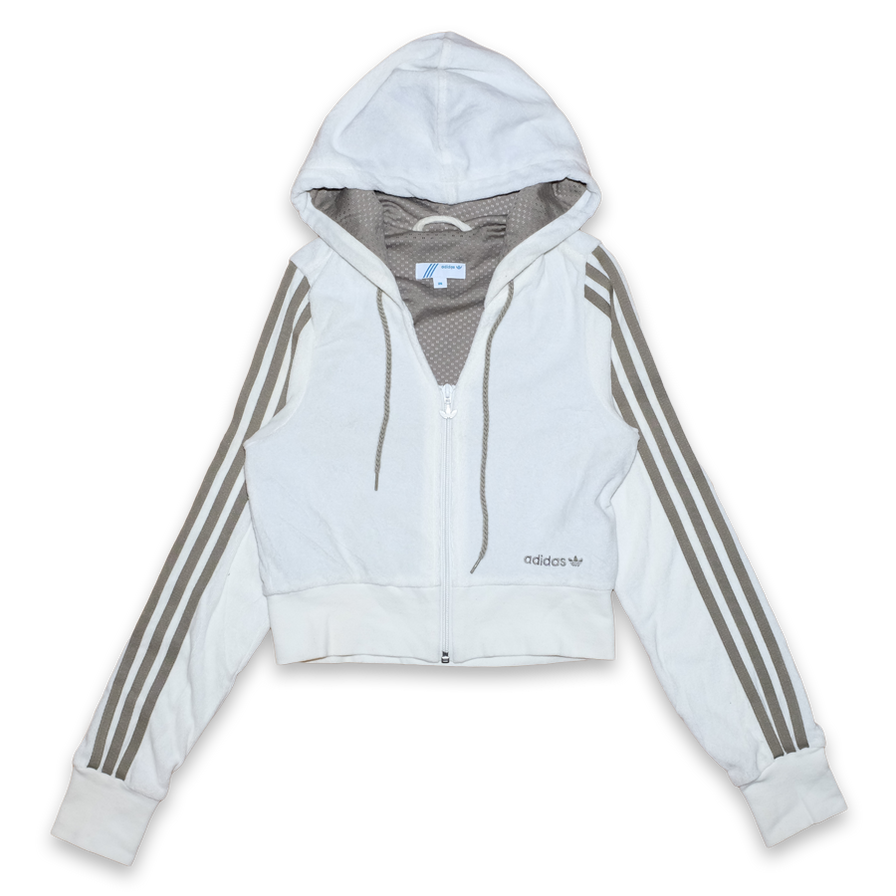 Vintage Women adidas Cropped Zip Hoodie Small - Double Double Vintage