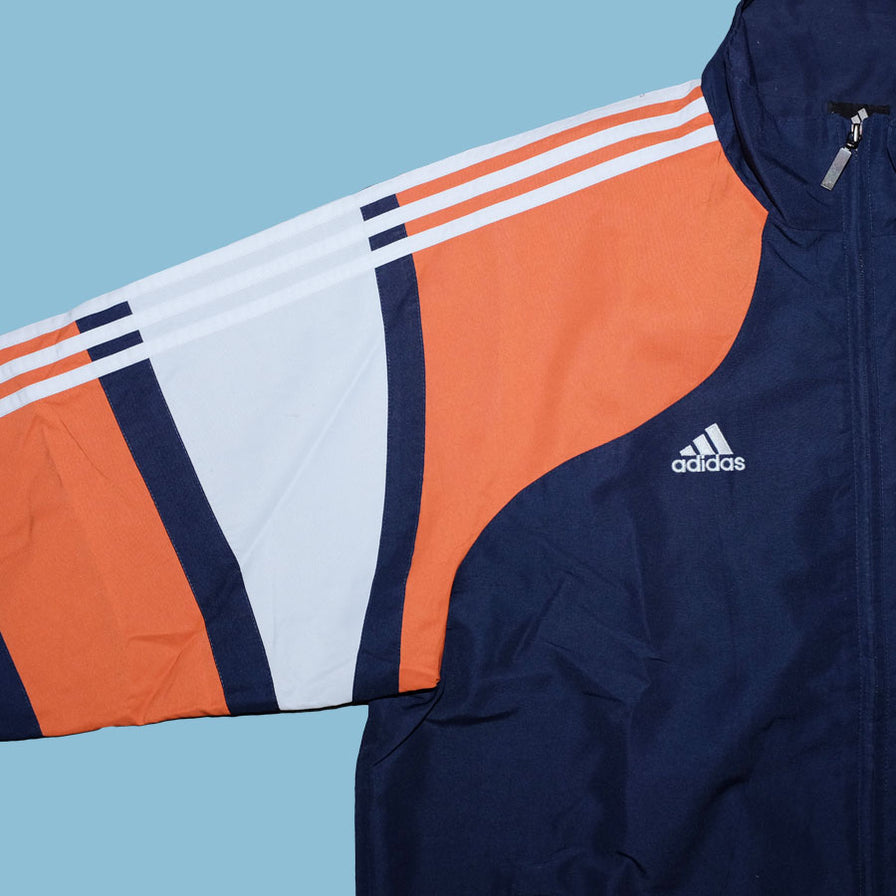 Adidas navy and orange tracksuit top