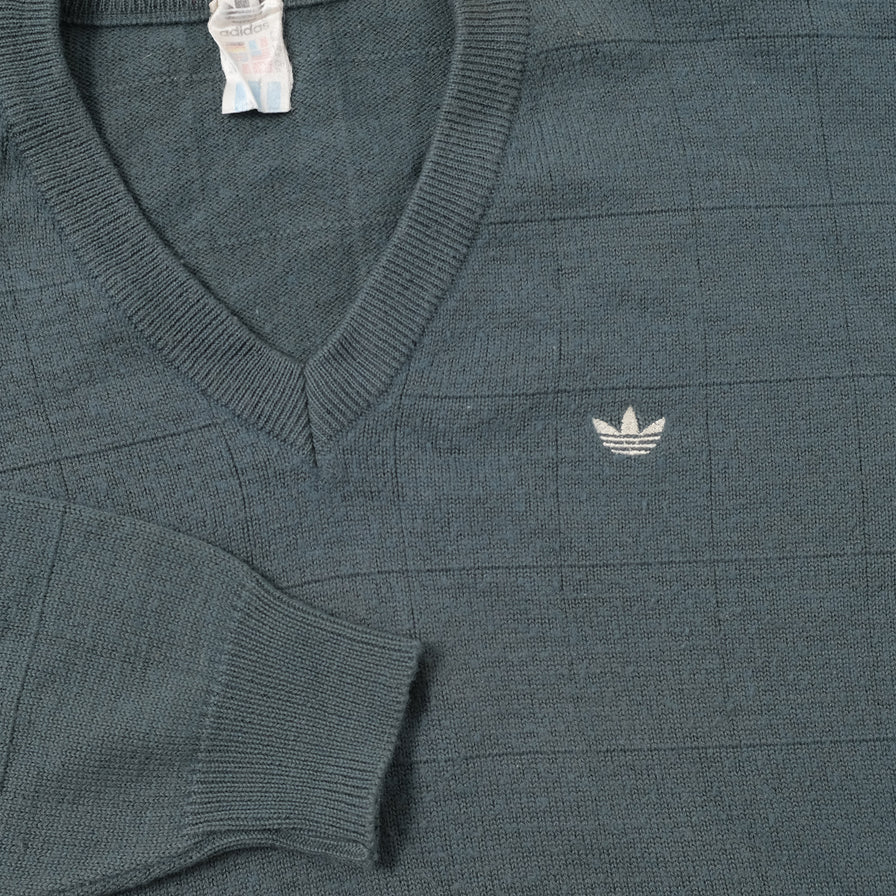 Vintage Adidas V-Neck Knit Sweater Medium