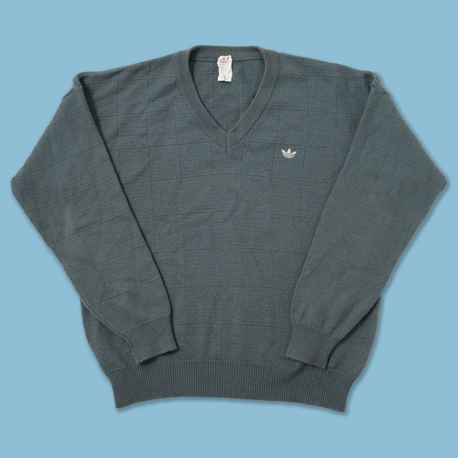 Vintage Adidas V-Neck Knit Sweater Medium