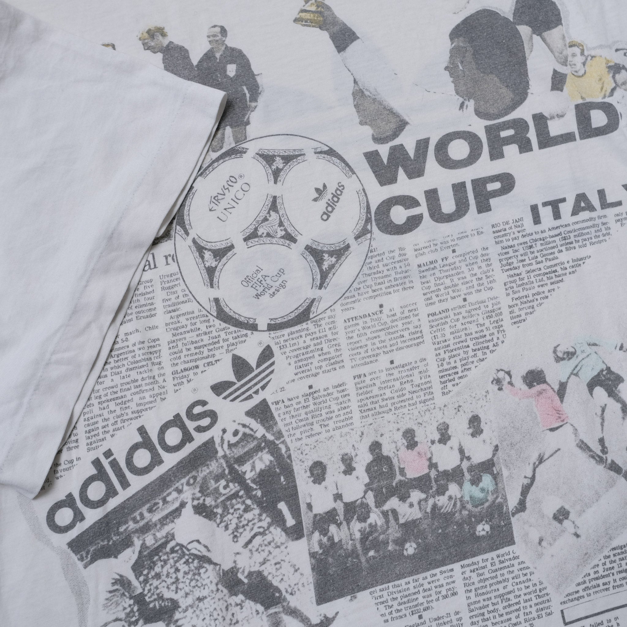 Vintage 1990 adidas World Cup Italy T Shirt Large Double Double Vintage