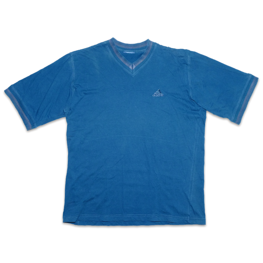 Vintage adidas V-Neck T-Shirt Large - Double Double Vintage