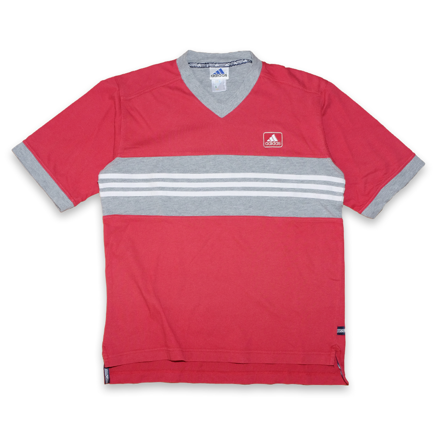 Vintage adidas V-Neck T-Shirt Medium - Double Double Vintage