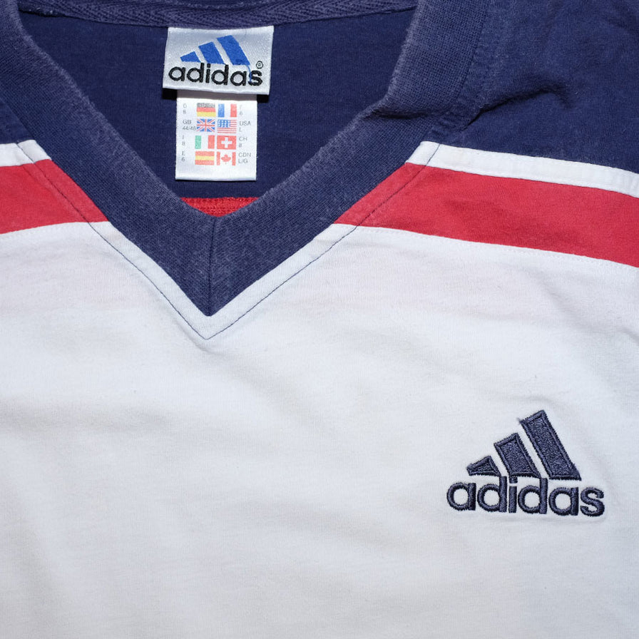 Vintage adidas V-Neck T-Shirt XLarge - Double Double Vintage