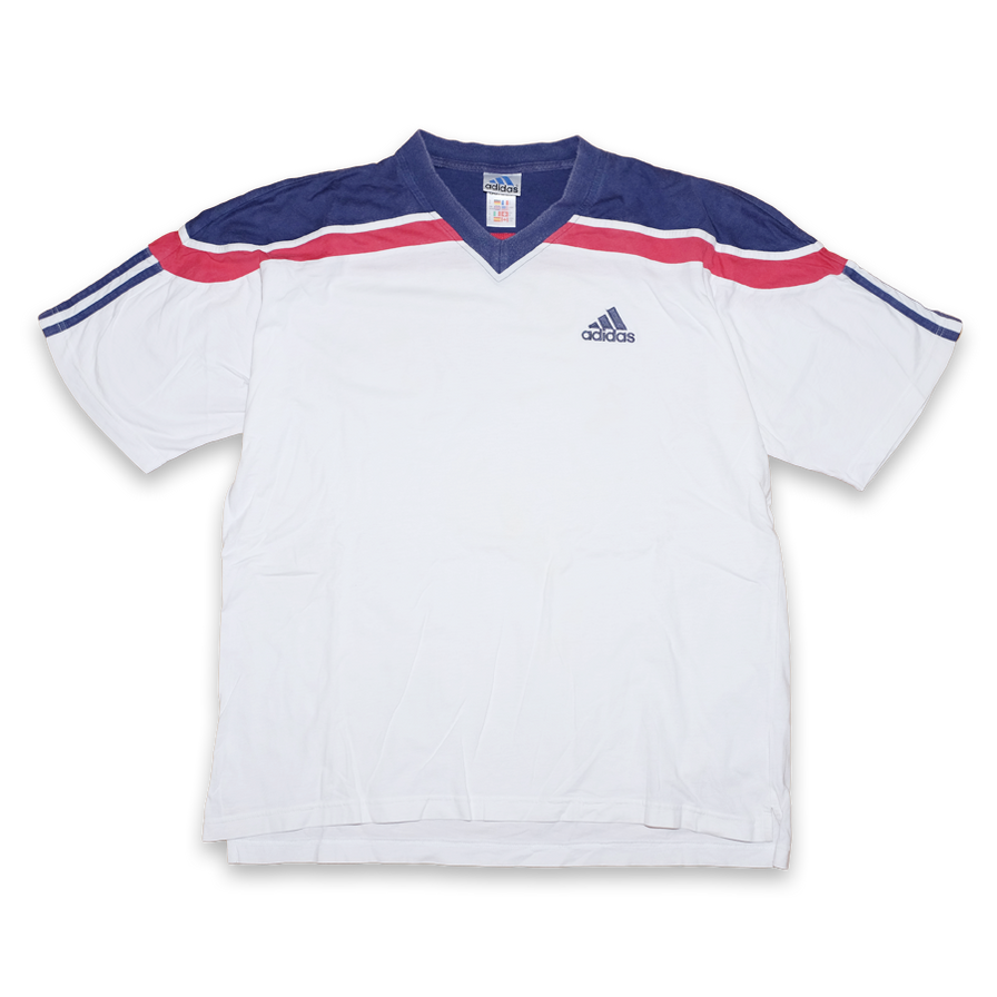 Vintage adidas V-Neck T-Shirt XLarge - Double Double Vintage