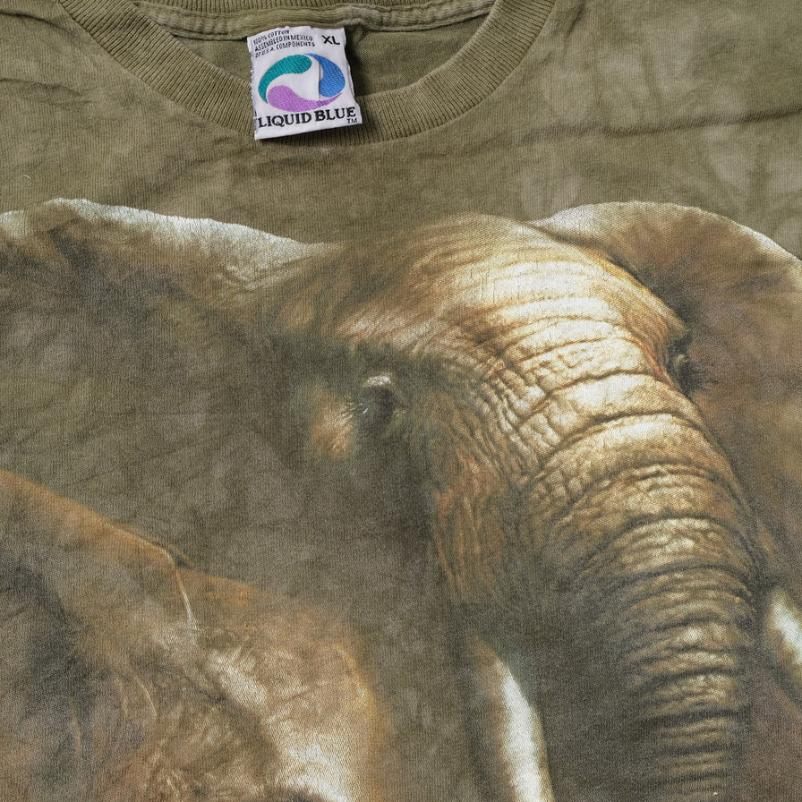 Vintage Liquid Blue Elephant T-Shirt XLarge