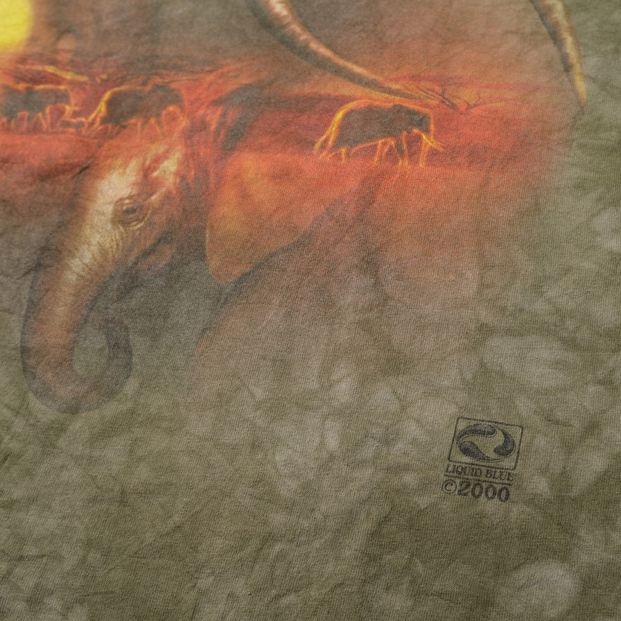 Vintage Liquid Blue Elephant T-Shirt XLarge