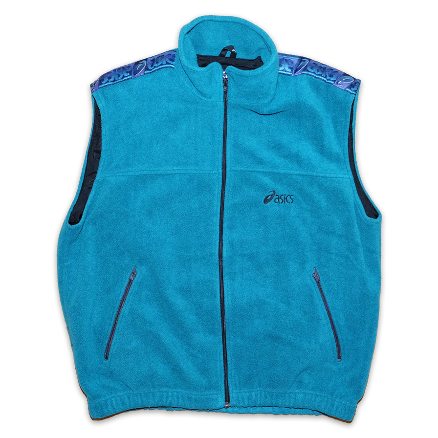 Vintage Asics Tapered Fleece Vest Large - Double Double Vintage