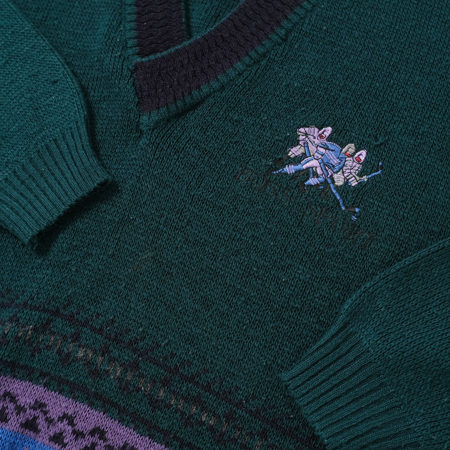 Vintage Hugo Boss V-Neck Knit Sweater Medium / Large