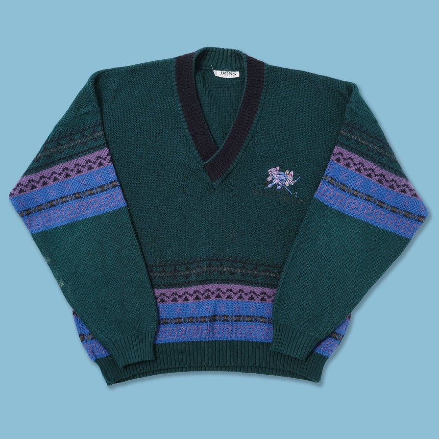 Vintage Hugo Boss V-Neck Knit Sweater Medium / Large