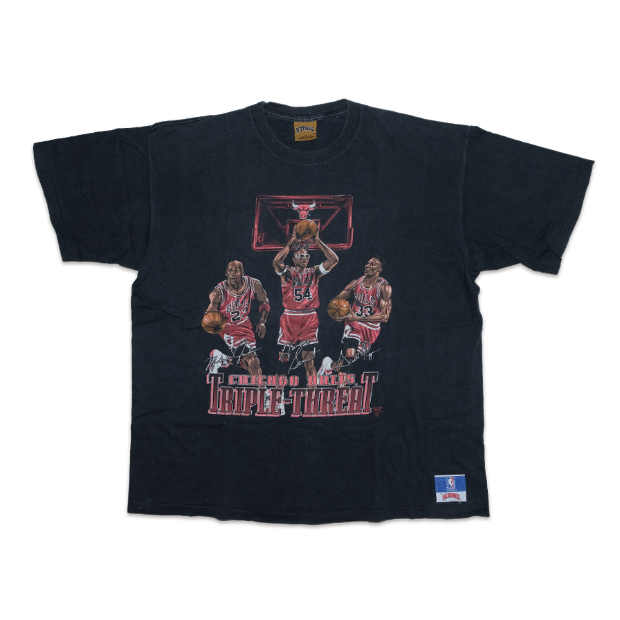 Vintage Chicago Bulls Triple Threat T-Shirt XLarge - Double Double Vintage