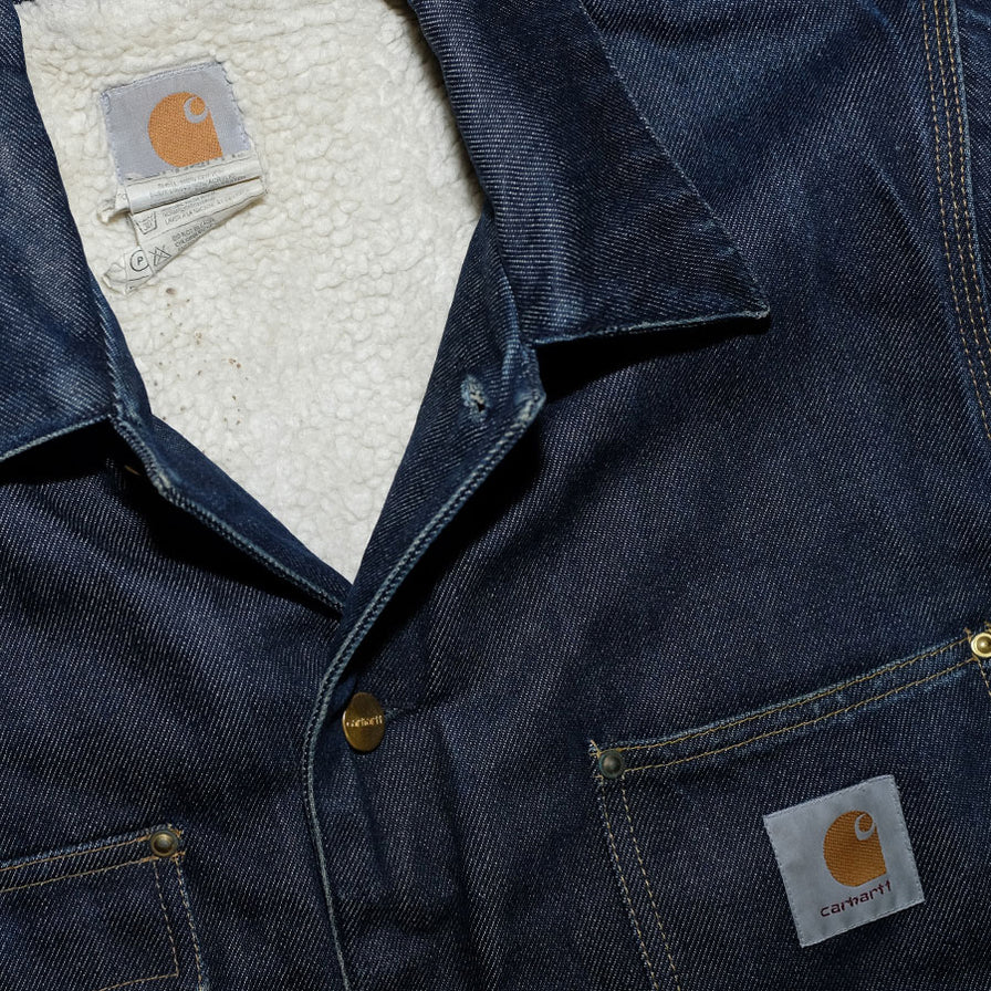 Vintage Carhartt Fur Denim Jacket Large - Double Double Vintage