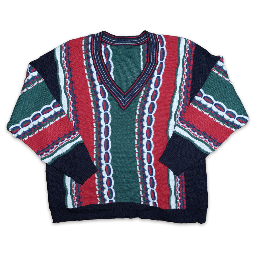 Vintage Carlo Style V-Neck Sweater XLarge - Double Double Vintage